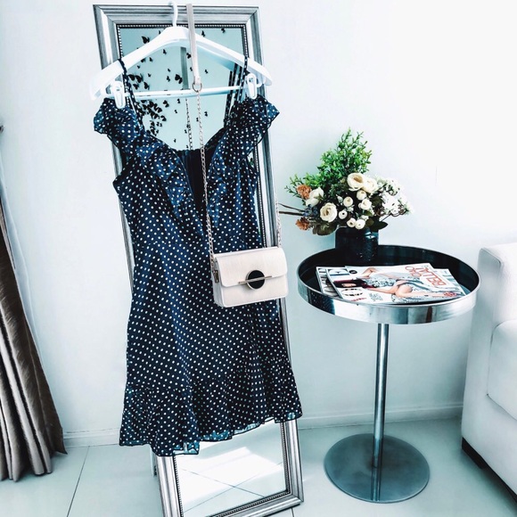 Strap v neck dot summer mini dress - Picture 6 of 8